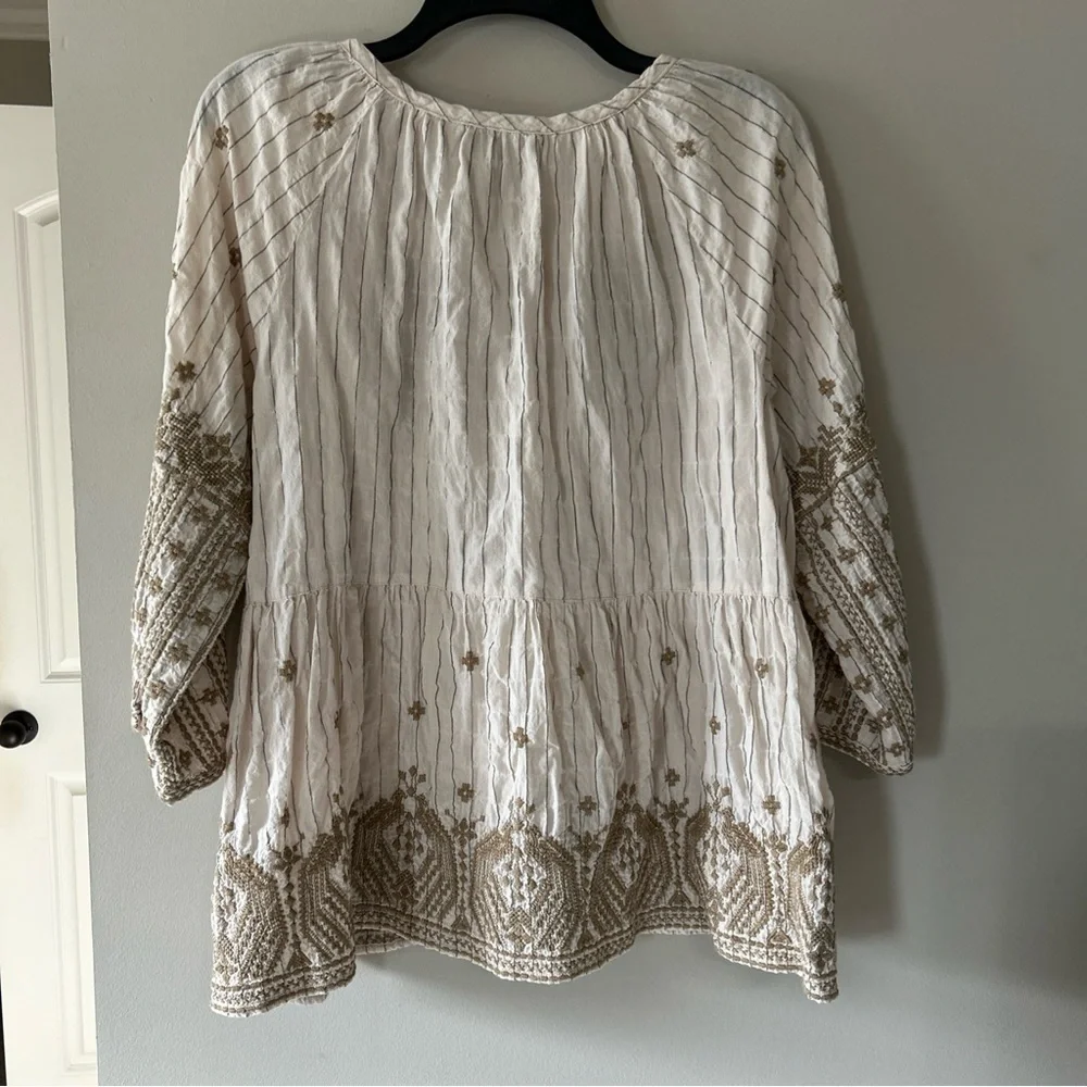 Vintage Johnny Was Workshop Embroidered tan Women's Top Sz xl - Picture 8 of 16
